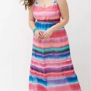 Beautiful  Sunset Stripe Chiffon Maxi Dress